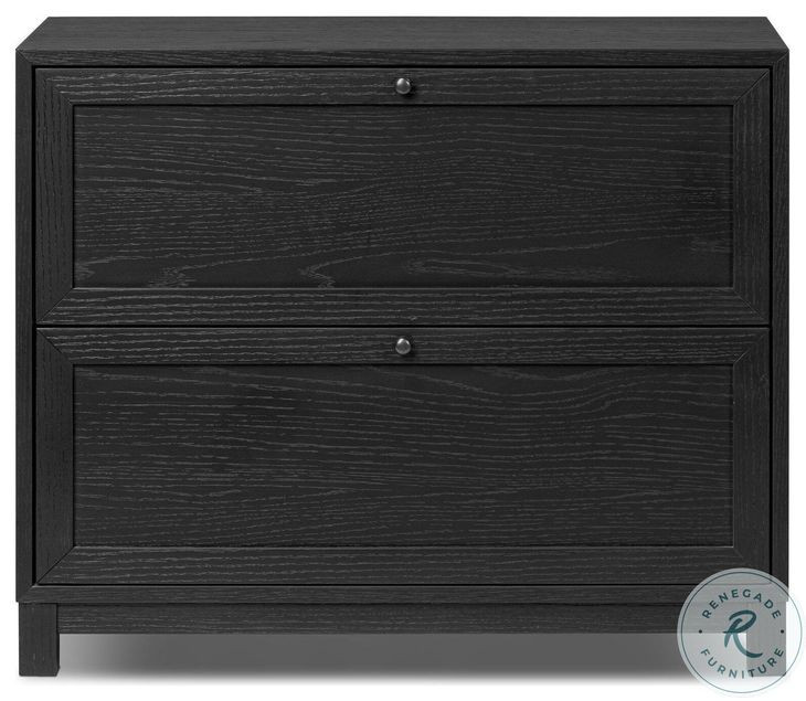 Millie Drifted Matte Black Veneer 2 Drawer Nightstand