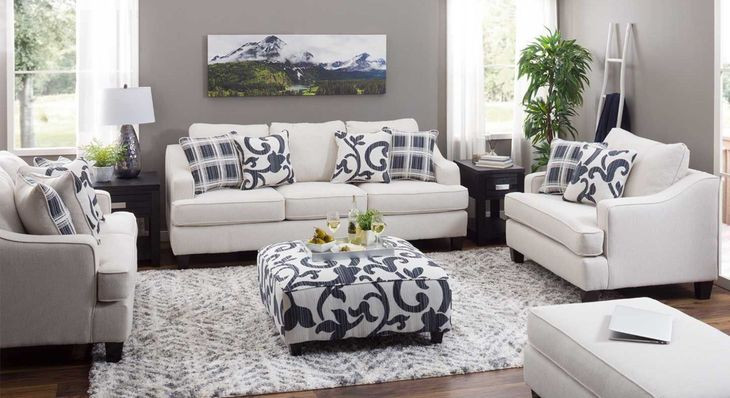 Truth or Dare Salt White Performance Fabric Accent Chair with Throw Pillows