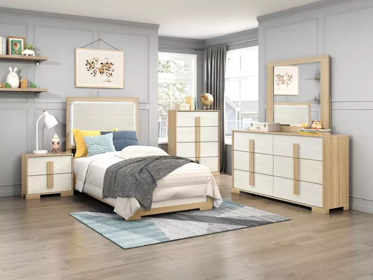 Sterling Natural and White Youth Panel Bedroom Set