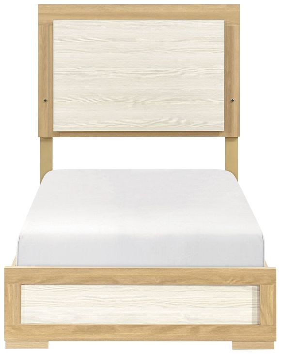Sterling Natural and White Twin Panel Bed with LED