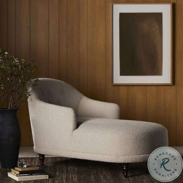 Marnie Knoll Sand Performance Fabric 32" Upholstered Chaise Lounge