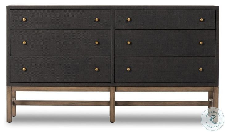 Fiona Black Raffia 6 Drawer Dresser