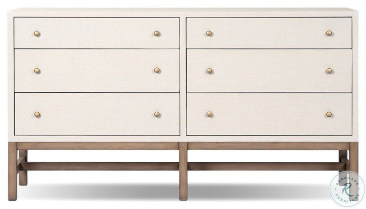 Fiona Ivory Painted Raffia 6 Drawer Dresser