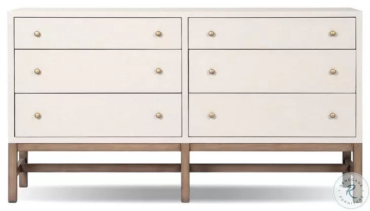 Fiona Ivory Painted Raffia 6 Drawer Dresser