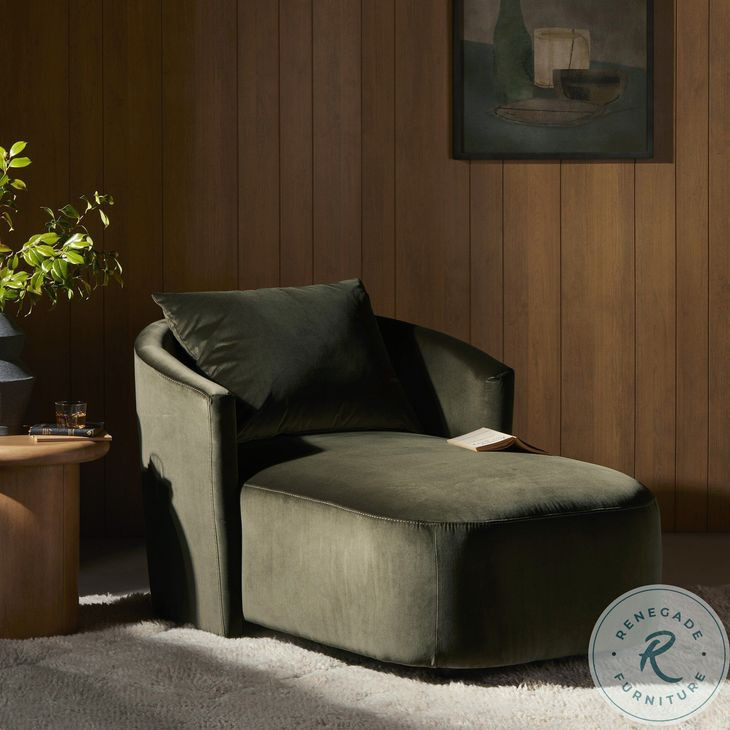 Farrah Surrey Olive 39" Upholstered Chaise Lounge