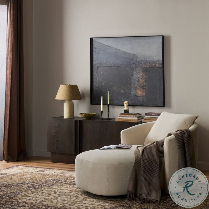 Farrah Crypton Wayfarer Snow Performance Fabric 39" Upholstered Chaise Lounge