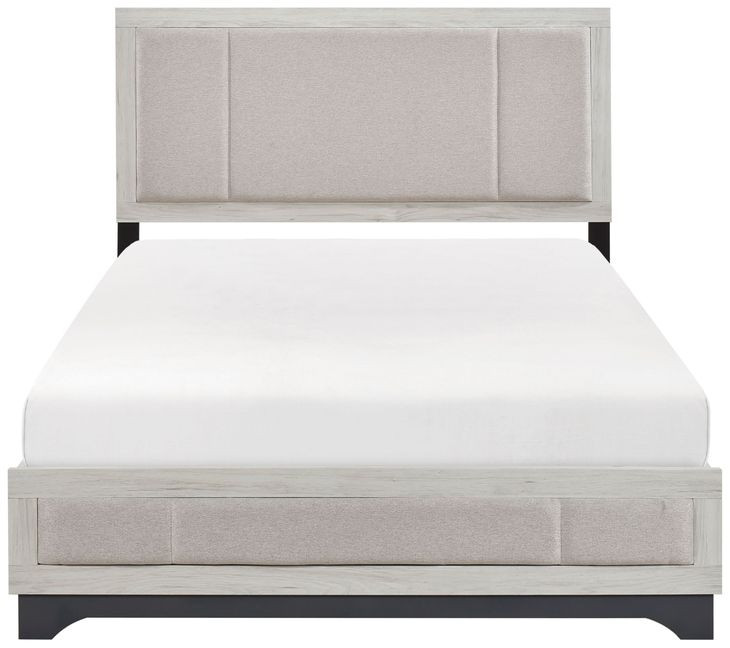 Westport White Oak and Gray Full Upholstered Platform Bed
