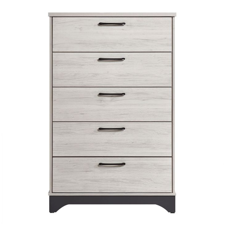 Westport White Oak and Gray 5 Drawer Chest