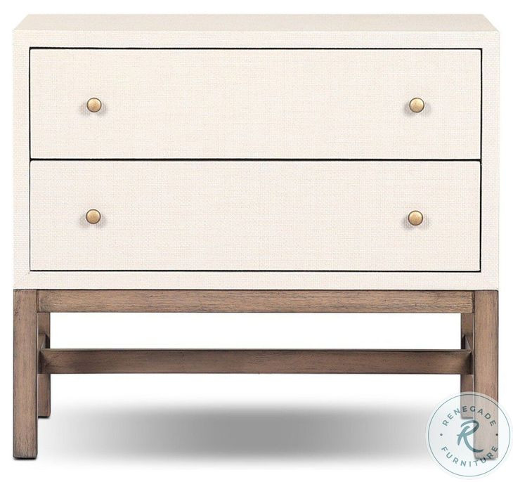 Fiona Ivory Painted Raffia 2 Drawer Nightstand