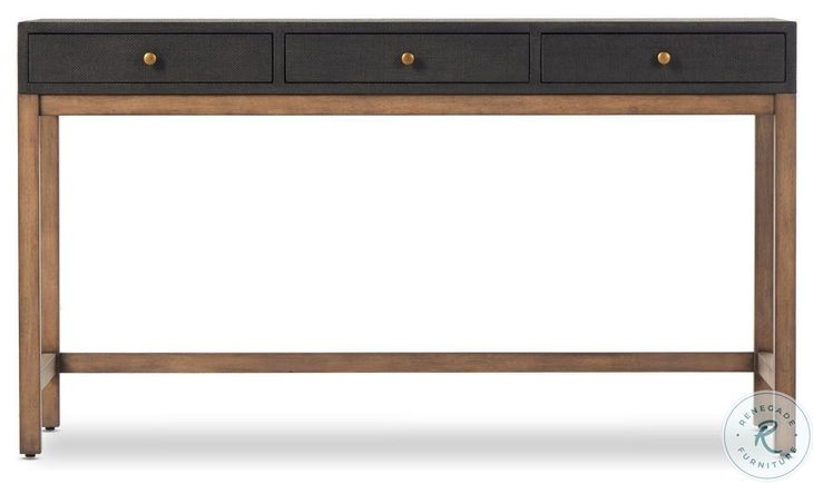 Fiona Black Raffia 55" Drawer Desk