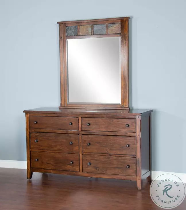 Desert Sage Dark Brown Rectangular Dresser Mirror