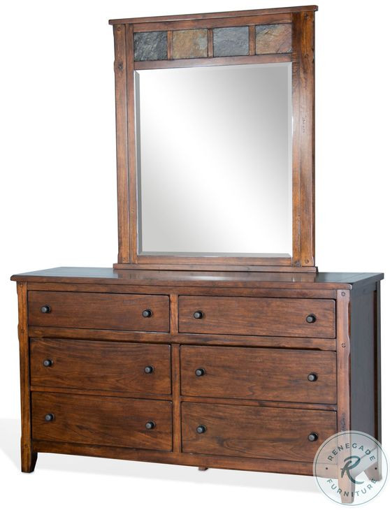 Desert Sage Dark Brown Rectangular Dresser Mirror