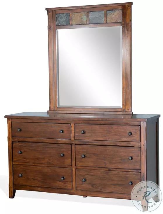 Desert Sage Dark Brown Rectangular Dresser Mirror