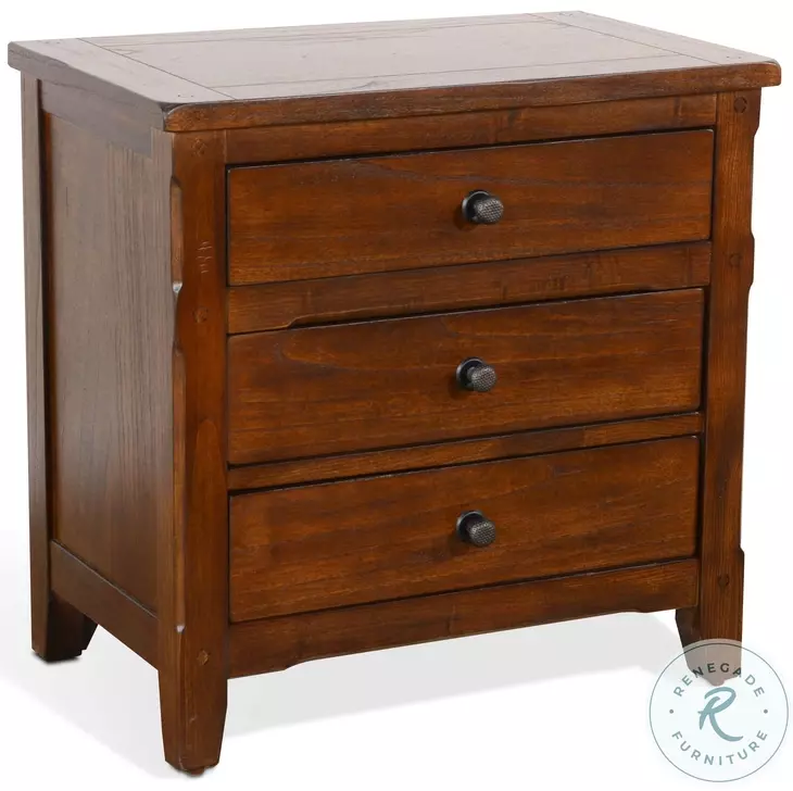 Desert Sage Dark Brown 3 Drawer Nightstand