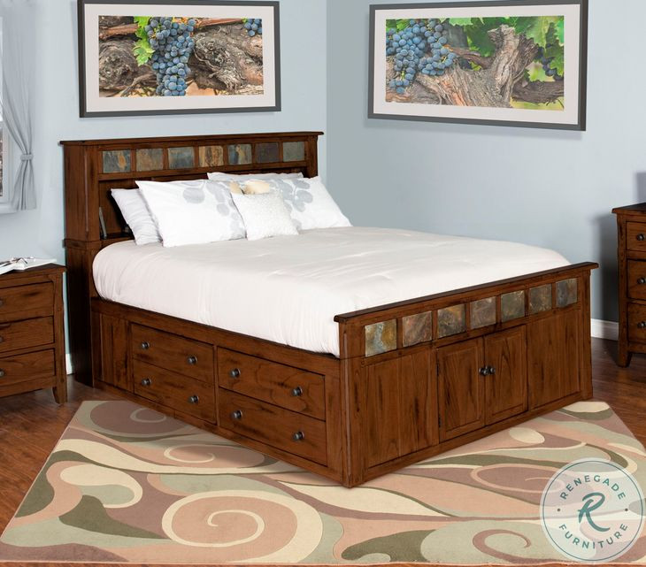 Maple Haze Dark Brown Eastern King Storage Platform Bed
