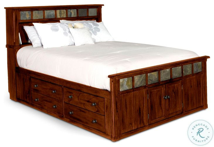 Maple Haze Dark Brown Eastern King Storage Platform Bed