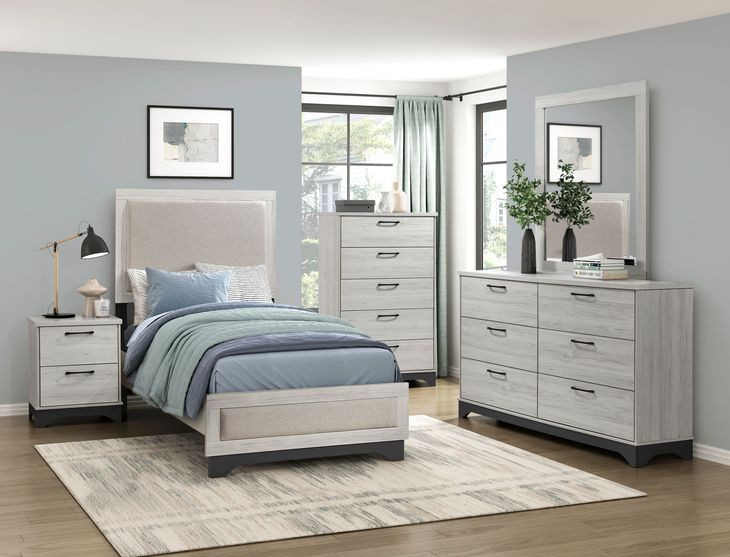 Westport White Oak and Gray 6 Drawer Dresser