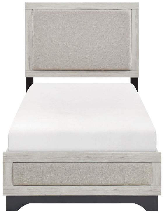 Westport White Oak and Gray Twin Upholstered Platform Bed