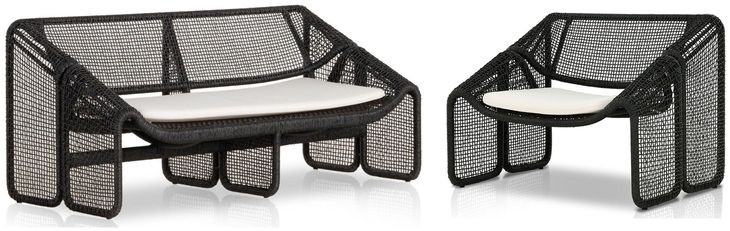 Selma Faux Black Hyacinth Outdoor Living Room Set