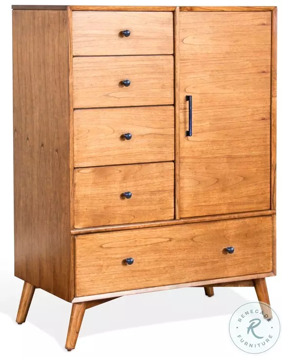 Cinnamon Mindi Medium Brown 5 Drawer Chest