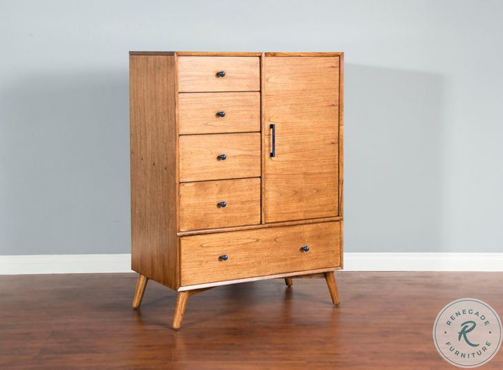 Cinnamon Mindi Medium Brown 5 Drawer Chest