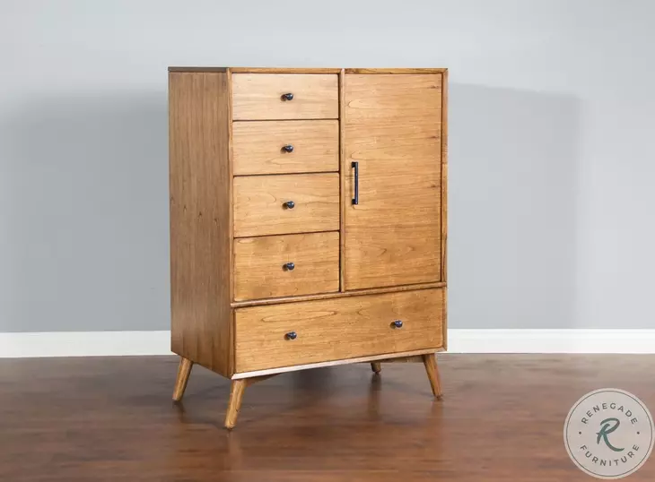 Cinnamon Mindi Medium Brown 5 Drawer Chest