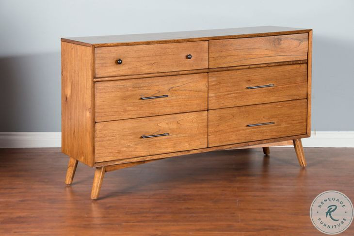 Cinnamon Mindi Medium Brown 6 Drawer Dresser