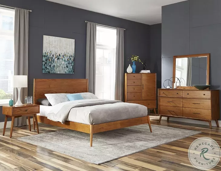 Cinnamon Mindi Medium Brown Queen Platform Bed