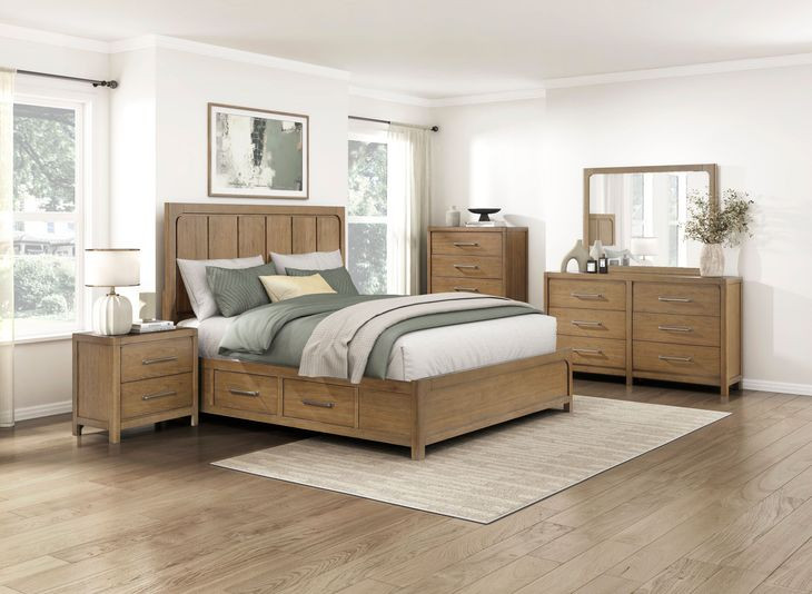 Charlotte Light Brown California King Storage Platform Bed