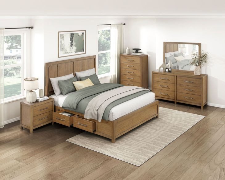 Charlotte Light Brown California King Storage Platform Bed