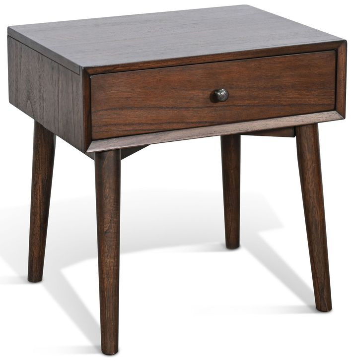 American Modern Walnut 1 Drawer Nightstand