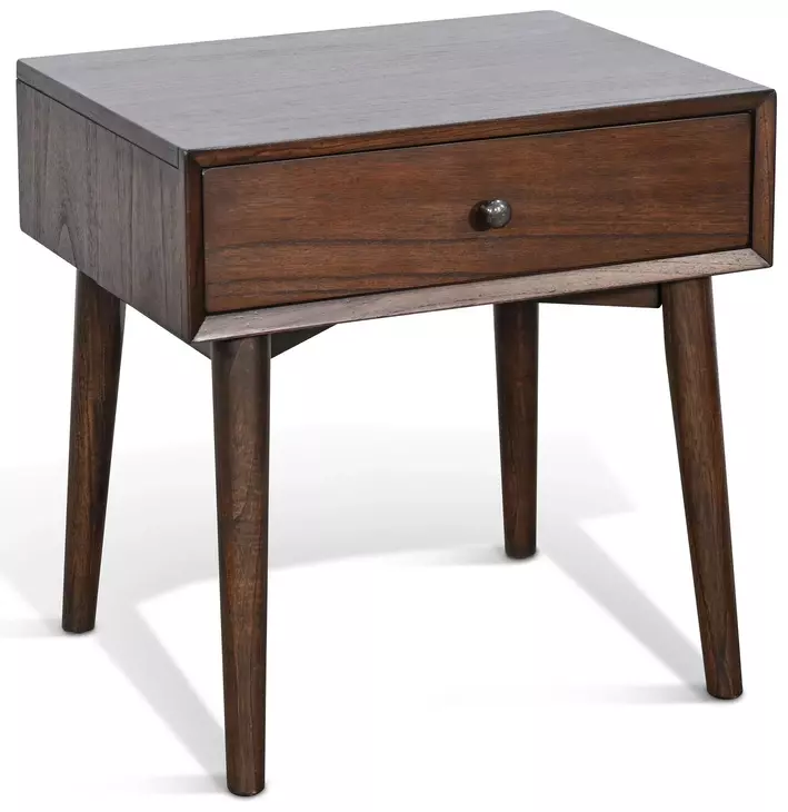 American Modern Walnut 1 Drawer Nightstand
