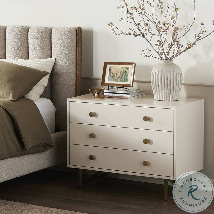 Van Matte Alabaster Rectangular 3 Drawer Nightstand