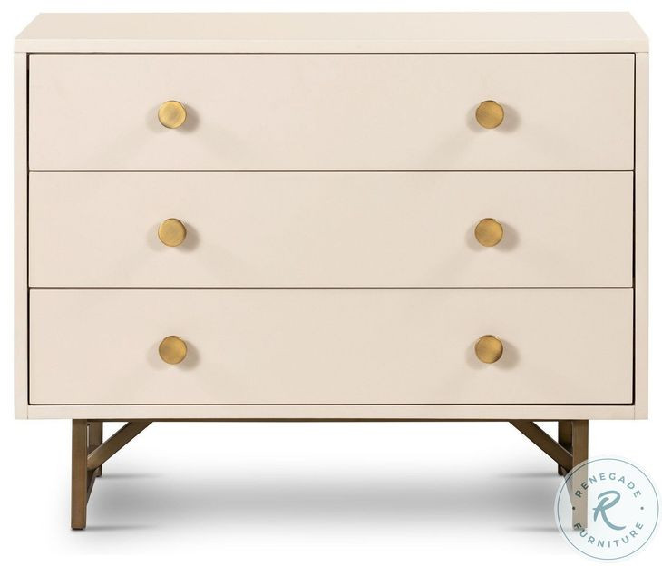 Van Matte Alabaster Rectangular 3 Drawer Nightstand