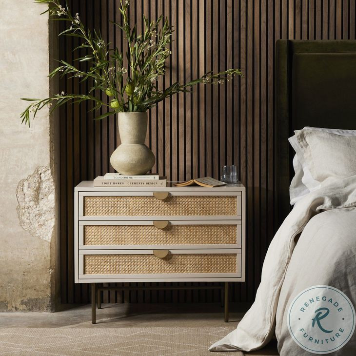 Luella Matte Alabaster Large 3 Drawer Nightstand