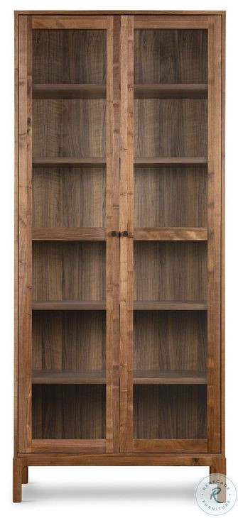 Arturo Natural Walnut Veneer 2 Glass Door Cabinet