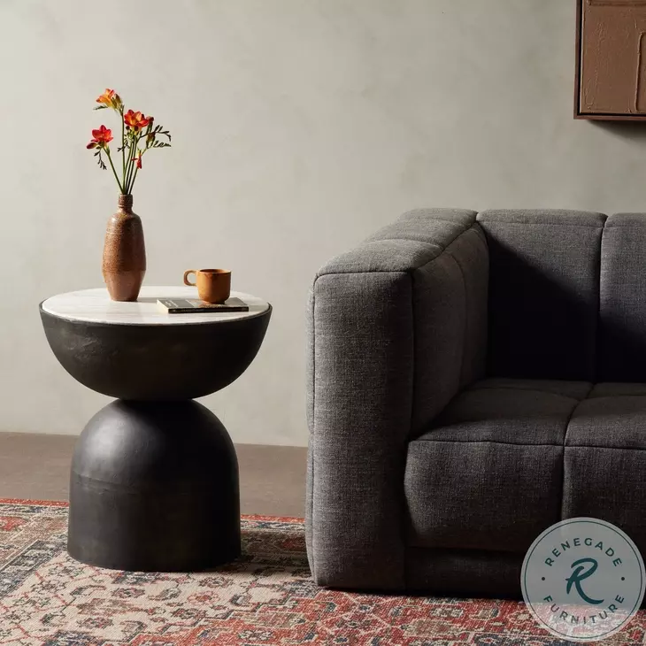 Corbett Creamy Taupe Marble Round End Table