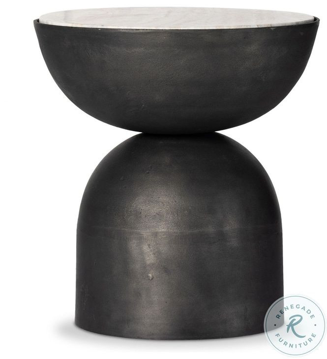 Corbett Creamy Taupe Marble Round End Table