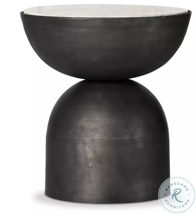 Corbett Creamy Taupe Marble Round End Table