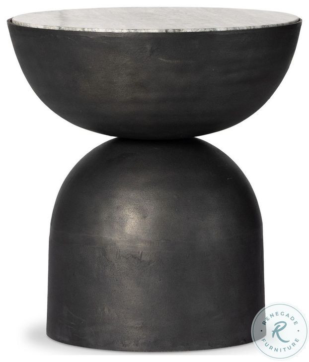 Corbett River Grey Marble Round End Table