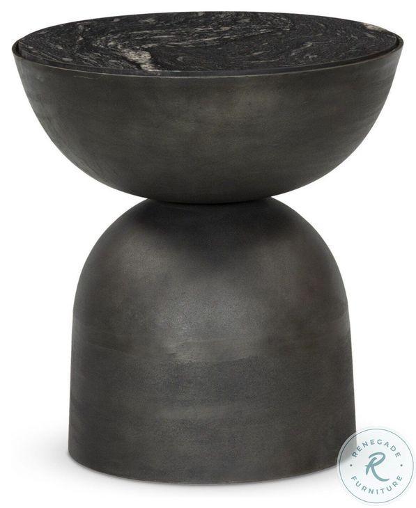 Corbett Polished Black Marble Large Round Occassional Table Set