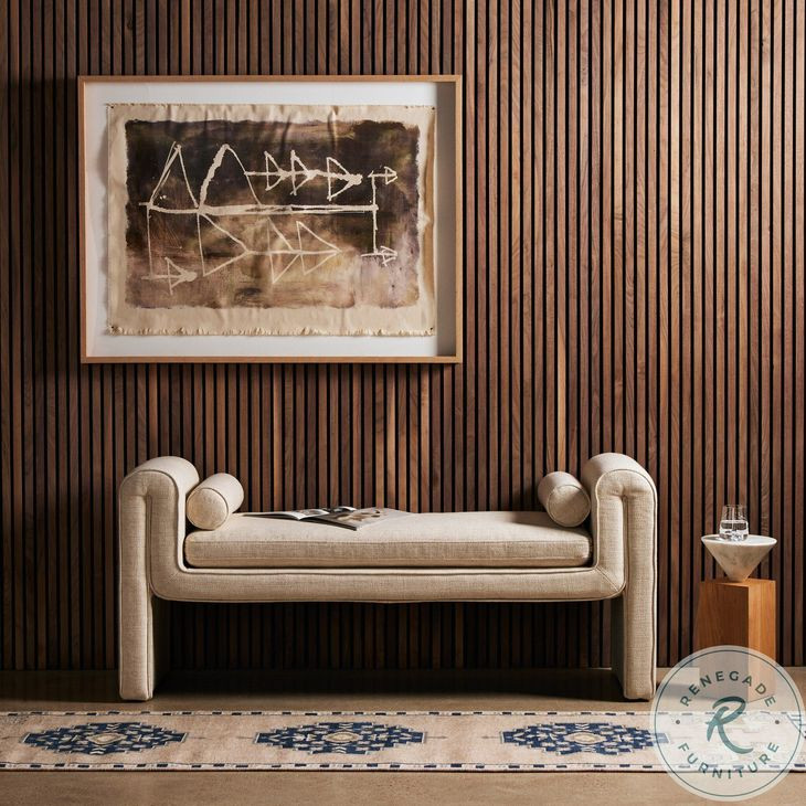 Mitchell Thames Cream Performance Fabric 63" Accent Bench