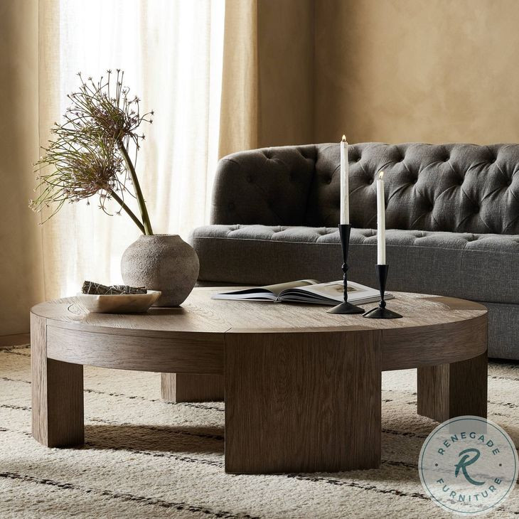 Sheffield Warm Natural Flat Oak Veneer Small Round Coffee Table