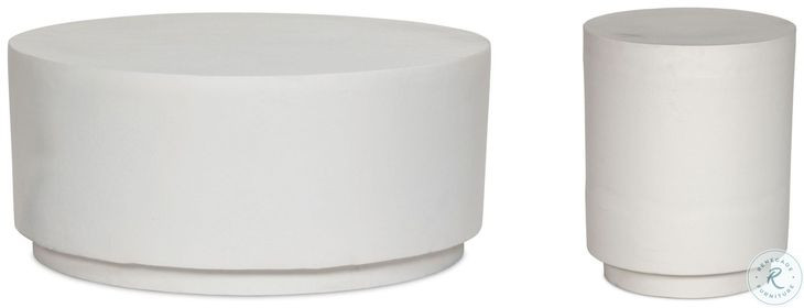 Javi Matte White Cast Aluminum Outdoor Round Occassional Table Set