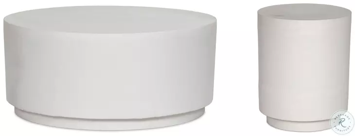 Javi Matte White Cast Aluminum Outdoor Round Occassional Table Set
