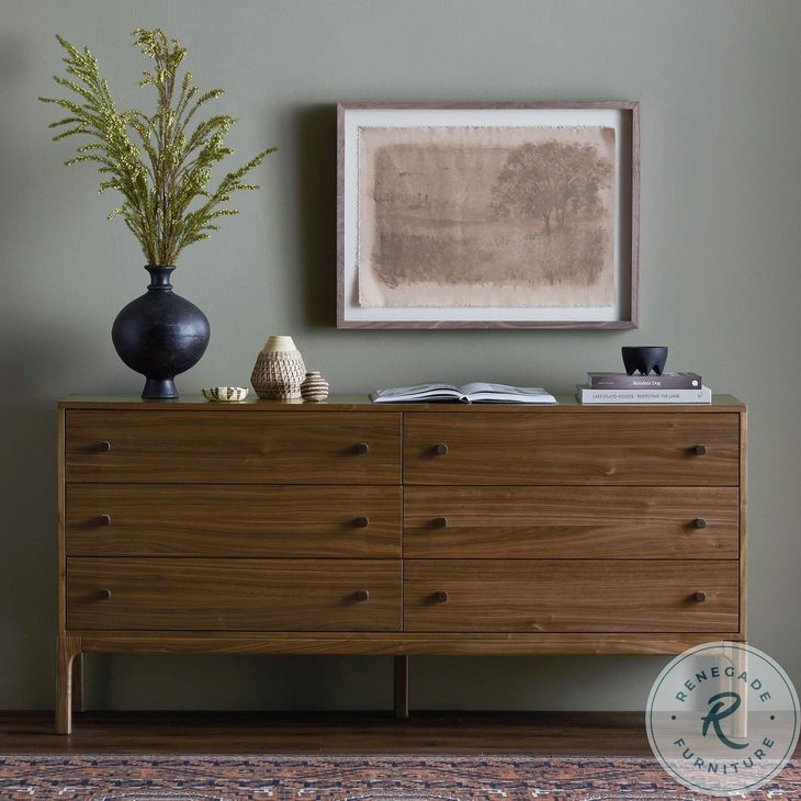 Arturo Natural Walnut Veneer 6 Drawer Dresser