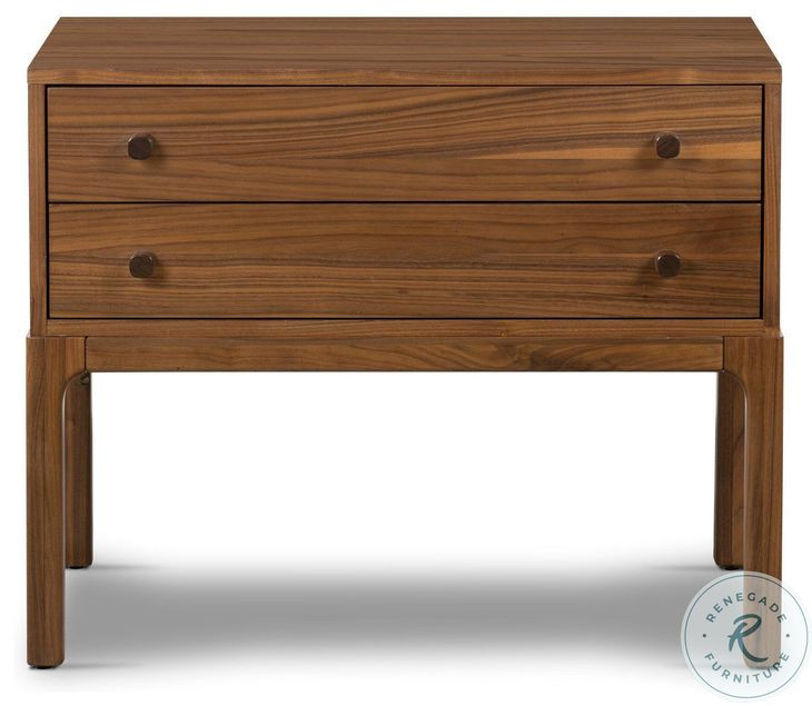 Arturo Natural Walnut Veneer 2 Drawer Nightstand