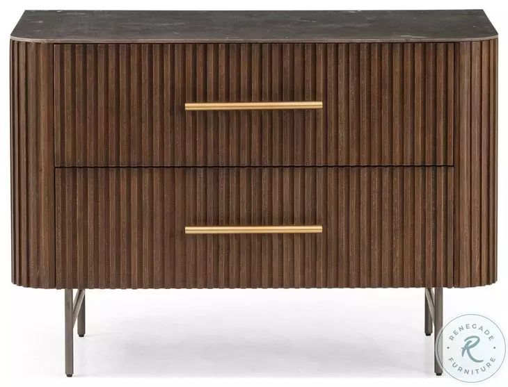Fletcher Black Wash Mango and Black Cane Large 2 Drawer Nightstand