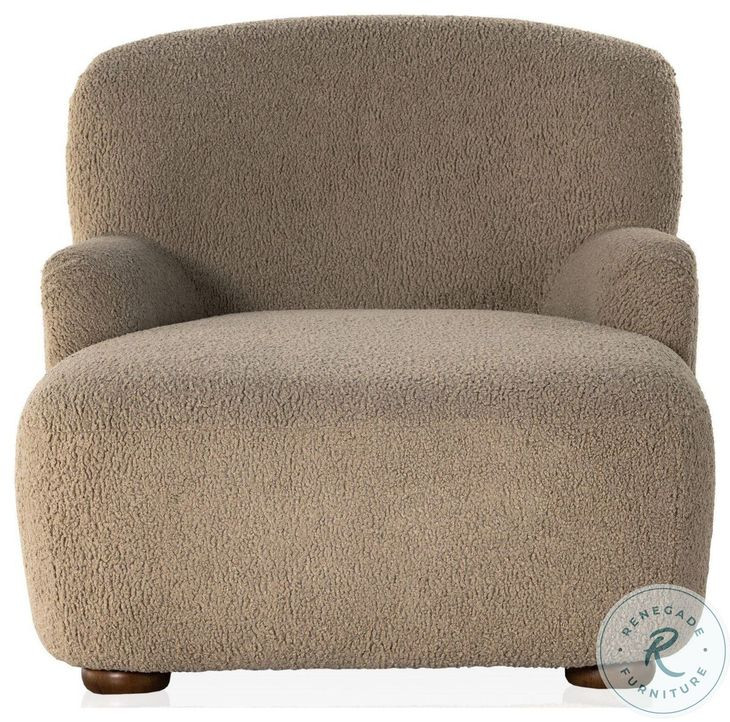 Kadon Sheepskin Camel 36" Upholstered Chaise Lounge