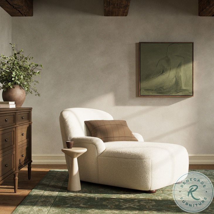 Kadon Sheepskin Natural 36" Upholstered Chaise Lounge